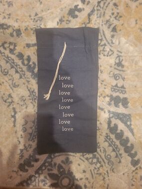 NEW Wine Cloth Bag Navy and White 'Love' Wine Bag